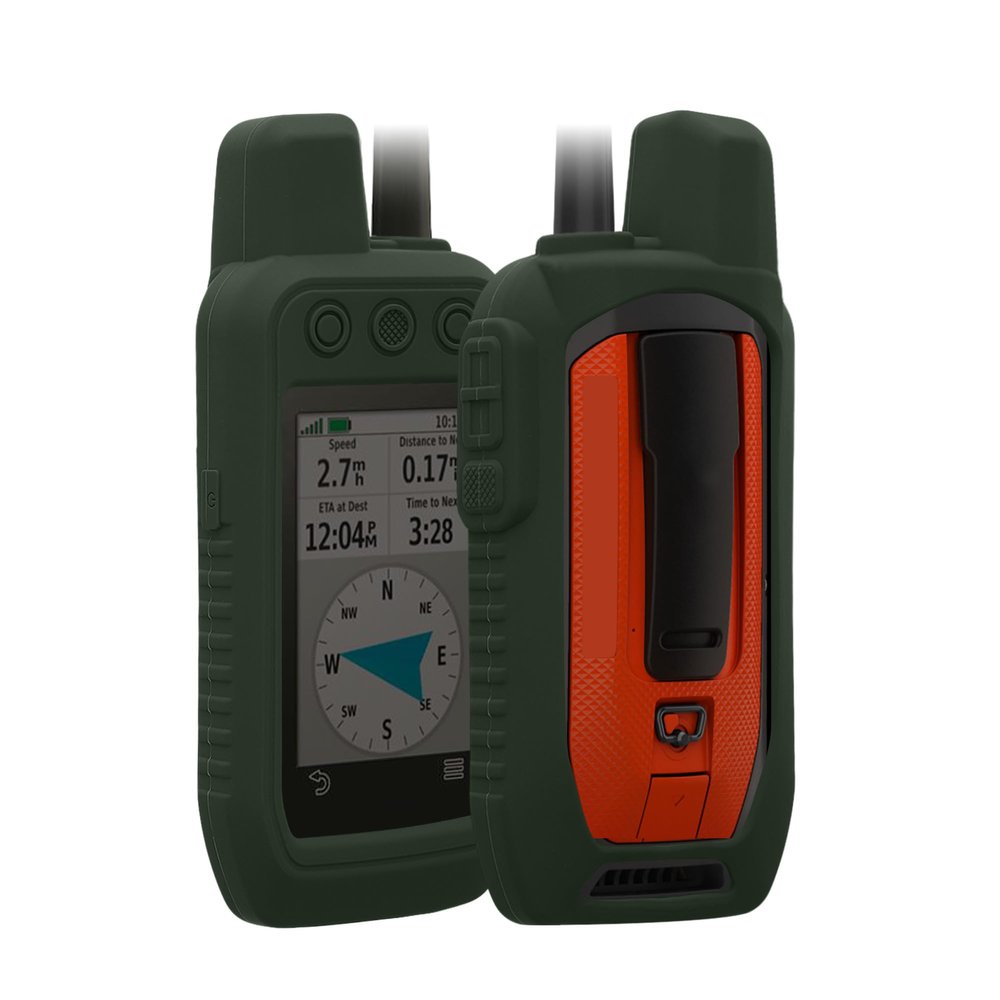 kwmobile Case Compatible with Garmin Alpha 300 / Alpha 200 - GPS Handset Navigation System Soft Silicone Skin Protective Cover - Dark Green