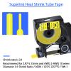 USUPERINK 50 Pack Compatible Labels Tape Replacement for DYMO 18056 12mm 1/2" x 5ft Black on Yellow Heat Shrink Tube Labels for Cables Use with Rhino 3000 4200 5200 5000 6000 Industrial Label Maker view 2