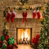 10x6.5ft Fabric Christmas Photography Backdrops Fireplace Decoration Stone Wall Christmas Socks Photo Booth Prop Background for Photo Studio view 2