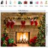 10x6.5ft Fabric Christmas Photography Backdrops Fireplace Decoration Stone Wall Christmas Socks Photo Booth Prop Background for Photo Studio view 3