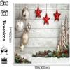 10x10ft Wood Wall Christmas Photography Backdrop Fabric Background with Stars, Silver & Gold Balls for Christmas Party view 3