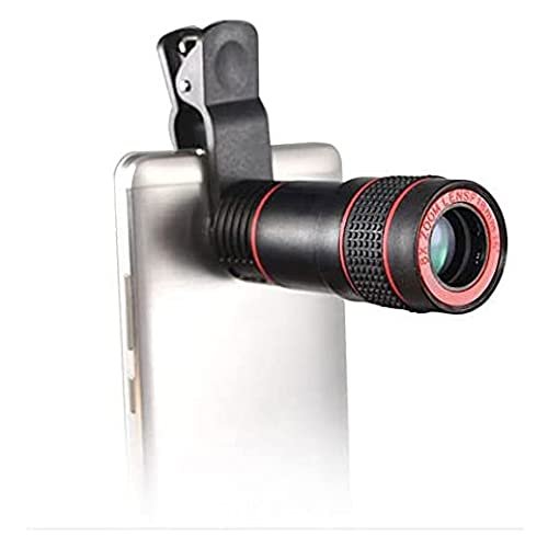 Feiyx Phone Lens Phone Camera Lens Phone Lens Kit, 8X Telescope Binocular Optical Zoom Telescope Camera Lens Clip Compatible with iOS and Most of Smartphone