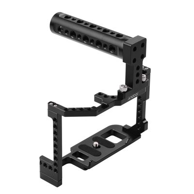 Andoer Camera Cage + Top Handle Kit Aluminum Alloy with Dual Cold Shoe Mount 1/4 Inch Screw Compatible with Canon EOS 90D/80D/70D DSLR Camera
