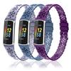 3-Pack Sport Bands Compatible with Fitbit Charge 6/ Charge 5 for Women, Lace Silicone Slim Narrow Thin Rose Hollowed-out Replacement Strap Wristband(Lavender Gray/Alaskan Blue/Dark Purple) view 1