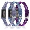 3-Pack Sport Bands Compatible with Fitbit Charge 6/ Charge 5 for Women, Lace Silicone Slim Narrow Thin Rose Hollowed-out Replacement Strap Wristband(Lavender Gray/Alaskan Blue/Dark Purple) view 2