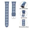 3-Pack Sport Bands Compatible with Fitbit Charge 6/ Charge 5 for Women, Lace Silicone Slim Narrow Thin Rose Hollowed-out Replacement Strap Wristband(Lavender Gray/Alaskan Blue/Dark Purple) view 3