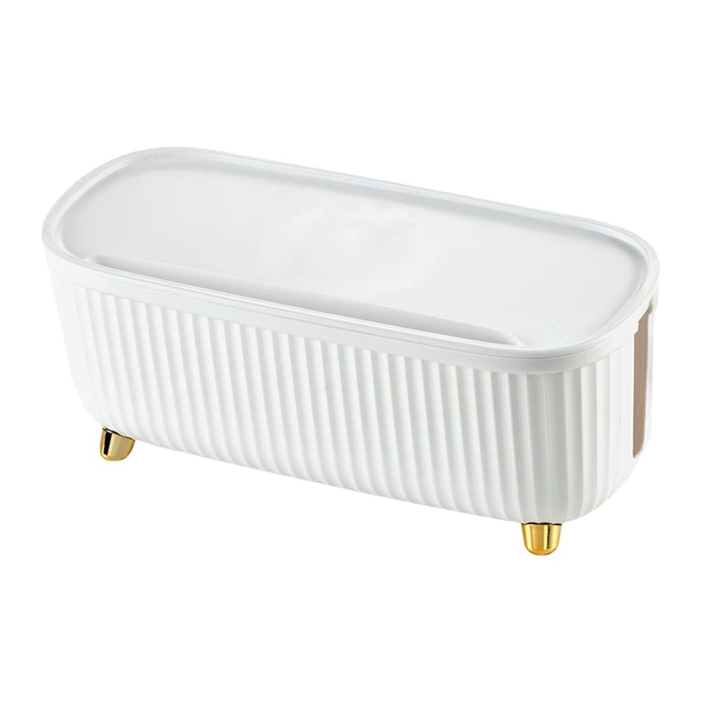 LUOZZY Cable Organizer Container Storage Box Portable Power Line Organizing Container (White)