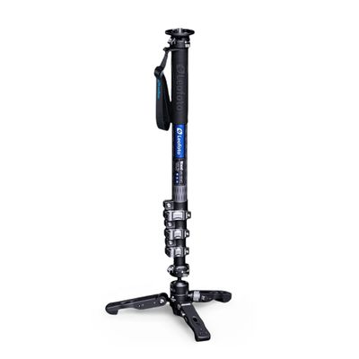 Leofoto MV-324C+VD-03 Carbon Fiber Flip Lock Pro Video Camera Monopod with Tripod Stand Max Load 22lb, 1500mm