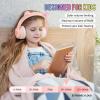 IFECCO Wireless Kids Headphones with Microphone,Foldable Cute Light Up Cat Ear Children Girls Bluetooth Headphones with Case for School Gifts Travel view 2