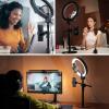 SupeDesk 12" Ring Light with Stand and Phone Holder,Overhead Phone Stand,2 Phone Holders,2700-6500K,3 Color Modes,10 Brightness Levels,Remote Control,Adjustable,Live Stream,Tiktok/YouTube view 3