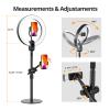 SupeDesk 12" Ring Light with Stand and Phone Holder,Overhead Phone Stand,2 Phone Holders,2700-6500K,3 Color Modes,10 Brightness Levels,Remote Control,Adjustable,Live Stream,Tiktok/YouTube view 4