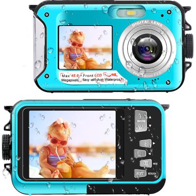 Kaisoon Tech Waterproof Camera Underwater Camera 10FT Dual Screens Selfie Waterproof Digital Camera 48MP Compact Underwater Camera for Snorkeling 2.7K Full HD Video Recorder Beginners 806