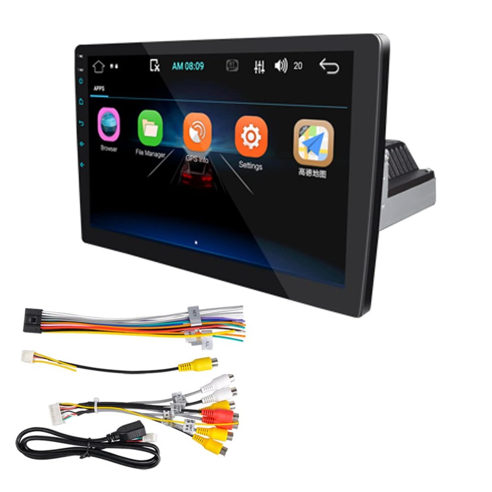 10-inch Car Stereo Capacitive Touch Screen Multi-Angle Adjustment Single DIN Android Built in GPS Navigation Bluetooth Hands Free Calling FM AM RDS Support Backup Camera Input