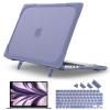 Batianda for M4 MacBook Air 13.6 inch Case 2025 2024 2022 Release Model A3240 A2681 M2 A3113 M3, Heavy Duty Shockproof Protective Hard Shell with Fold Kickstand & Keyboard Cover, Lavender Grey view 1