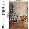10X20ft Christmas Tree Theme Photography Background Village Wall Luminous Star Background Christmas Bell Christmas Peace Fruit Wood Floor Background view 3
