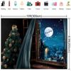 10x6.5ft Christmas Window Backdrop for Photography Snow Sky Moon Stars Reindeer Santa Xmas Background Christmas Backdrop Family Festival Decorations Photo Studio Props view 3