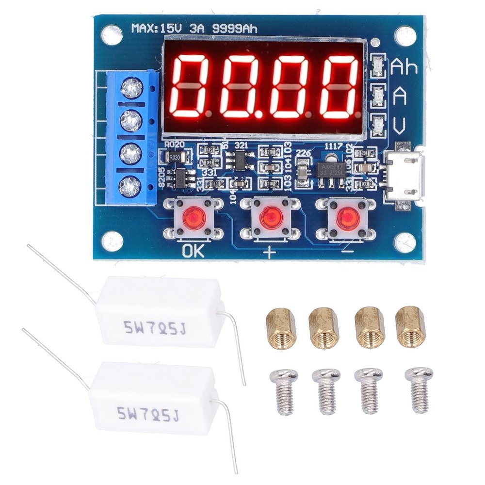 Battery Capacity Meter,EVTSCAN Battery Capacity Meter LED Discharge Tester Monitor for 12V 18650 Lithium Batteries DC4.56V