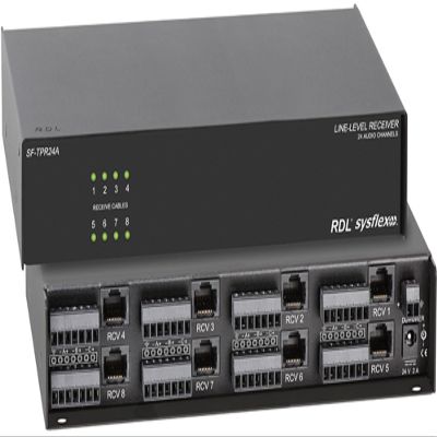 Radio Design Labs RDL Line-Level Receiver - 8 Twisted Pair Format-A Input Sections - 24 Audio Channels - Balanced Line Level Outputs on Detachable Terminal Blocks (SF-TPR24A)