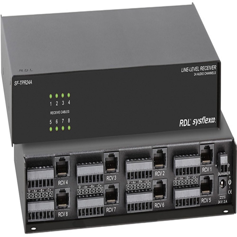 Radio Design Labs RDL Line-Level Receiver - 8 Twisted Pair Format-A Input Sections - 24 Audio Channels - Balanced Line Level Outputs on Detachable Terminal Blocks (SF-TPR24A)