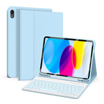 besky for iPad 11th 10th Generation Case with Keyboard - Detachable Bluetooth Keyboard Case with Pencil Holder for iPad 11-inch A16 2025 10th Gen 10.9 Inch 2022 (Blue)