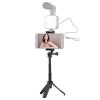 Andoer Portable Foldable Mini Desktop Tripod Phone Holder with 3 Sections Extendable Adjustable Phone Clip Length for Smartphone Vlog Recording Selfie Live Stream view 1