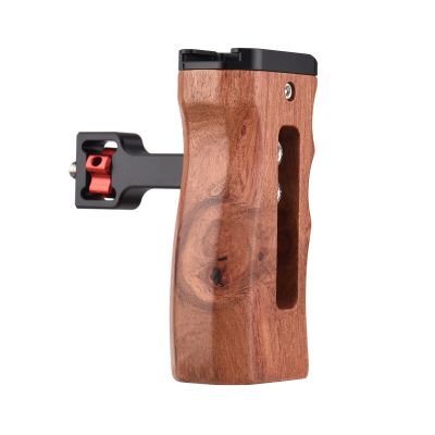 Andoer Adjustable Wooden Camera Cage Handle Left/Right Side Hand Grip 1/4 Inch Screw ARRI-Style Mount with Cold Shoe Mount Mini Wrench Compatible with SmallRig Video Cage, Black