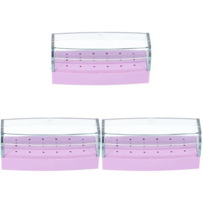 Beavorty 3pcs Nail Drill Bits Storage Box Sturdy Plastic Organizer for Manicure Grinding for Nail Art Shops and Home Use Keeps Your Workspace Neat and Tidy