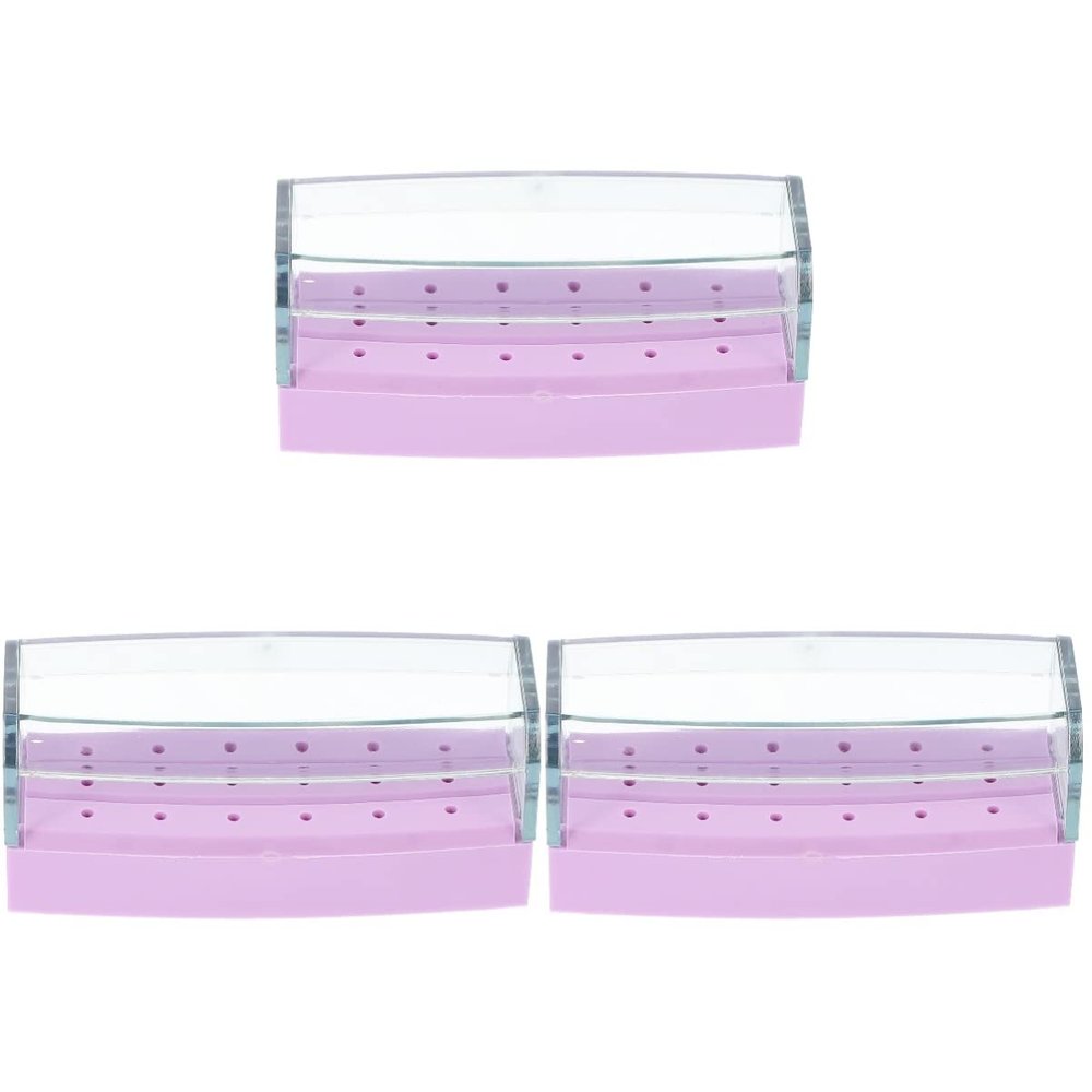 Beavorty 3pcs Nail Drill Bits Storage Box Sturdy Plastic Organizer for Manicure Grinding for Nail Art Shops and Home Use Keeps Your Workspace Neat and Tidy