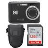 Kodak PIXPRO FZ45 Digital Camera (Black), Point & Shoot Camera Case, Sandisk 128GB SDXC Memory Card view 1