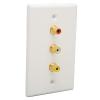 3 Ports RCA Wall Plate 1080P RCA AV Media Wall Outlet Plates for Subwoofer Audio Port Home Theater AV, Gold Plated Connector view 1
