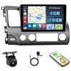 [4+128G] Hikity Android 15 Car Stereo for Honda Civic 2006-2011, 10'' in-Cell Touch Screen Civic Radio Wireless Carplay Android Auto 5G WiFi Bluetooth 5.0 Mirror Link GPS SWC FM/RDS/EQ Backup Cam+Mic view 1
