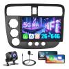 5G WiFi [2+64G] Hikity Android 15 Car Stereo for 2001 2002 2003 2004 2005 Honda Civic Radio Wireless Carplay Android Auto, 9 Inch Touchscreen Car Radio Bluetooth GPS HiFi/FM Mirror Link Backup Cam view 1