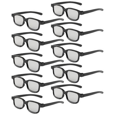 3D Glasses, Circular Polarized Non-Flashing Passive 3D Glasses for Format Cinema/Passive Polarized 3D TV Projector - 3D-Eyewear That Supports 3D TV and Cinema (10pcs)