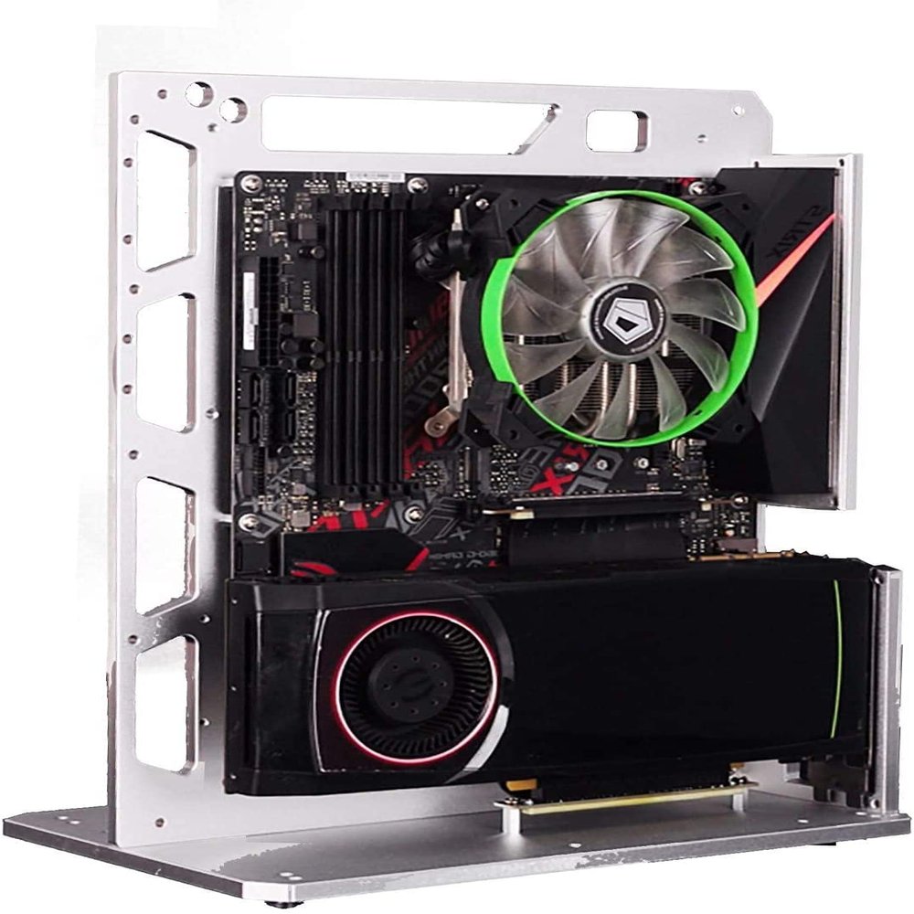 EDIY Case Test Bench Computer Chassis Aluminum Open Air Compatible ATX MATX ITX Motherboard Computer Cooling Vertical Personalized Chassis Silver