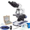 AmScope - 40X-2500X LED Binocular Compound Microscope with 3D Stage, 1MP Digital Camera, 25-Piece Prepared Slides Set, and 3-Piece Precision Tweezers Set - VB-B120C-STR view 1