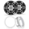 Fusion 1 Pair SG-F773SPG 7.7" Signature i3 Series Marine Coax Gray Sport Grills (NO LEDs) with 1 Pair Fusion MS-FM77KIT 7.7" White Flush Mount Kit view 1