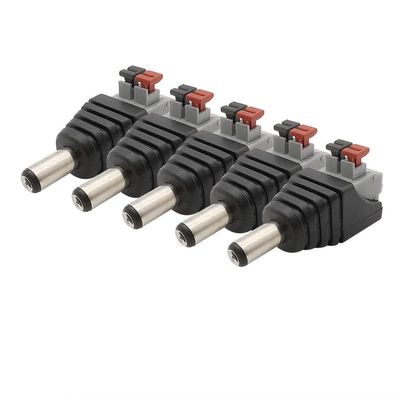 VIEUE Power Socket Connector 5.5x2.1mm No Screws Push-type DC Plug Adapter 2.1 * 5.5mm DC Power Male Connector For 3528/5050 Single Color LED Strip CCTV Camera (Color : 5Pcs Male)