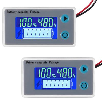 Diitao 2PCS 10-100V Digital Battery Capacity Tester, 12V 36V 24V 48V Remaining Capacity Percentage Level Voltage Temperature Monitor Meter with Cable Indicator