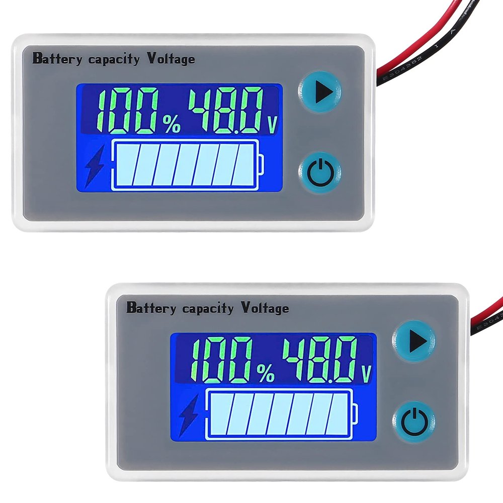 Diitao 2PCS 10-100V Digital Battery Capacity Tester, 12V 36V 24V 48V Remaining Capacity Percentage Level Voltage Temperature Monitor Meter with Cable Indicator