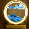 LFFH Glass Quicksand Painting, 3D Quicksand Art Sand Scene Dynamic Round Glass Sandscape Painting Desk Lamp Sand Painting Lamp (Color : Blue-1, Size : 29x10x33cm) view 1