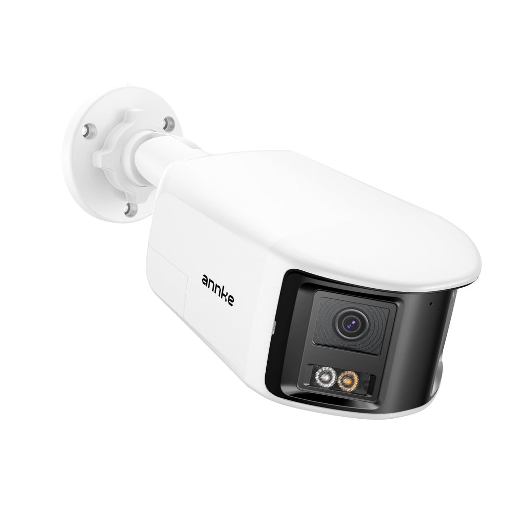 ANNKE FCD600 Dual-Lens Outdoor Security Camera with 180 FoV, 6MP Panoramic PoE IP Camera, Smart Human/Vehicle Detection, Color Night Vision, Two Way Audio, Supports MicroSD Card Up to 512GB