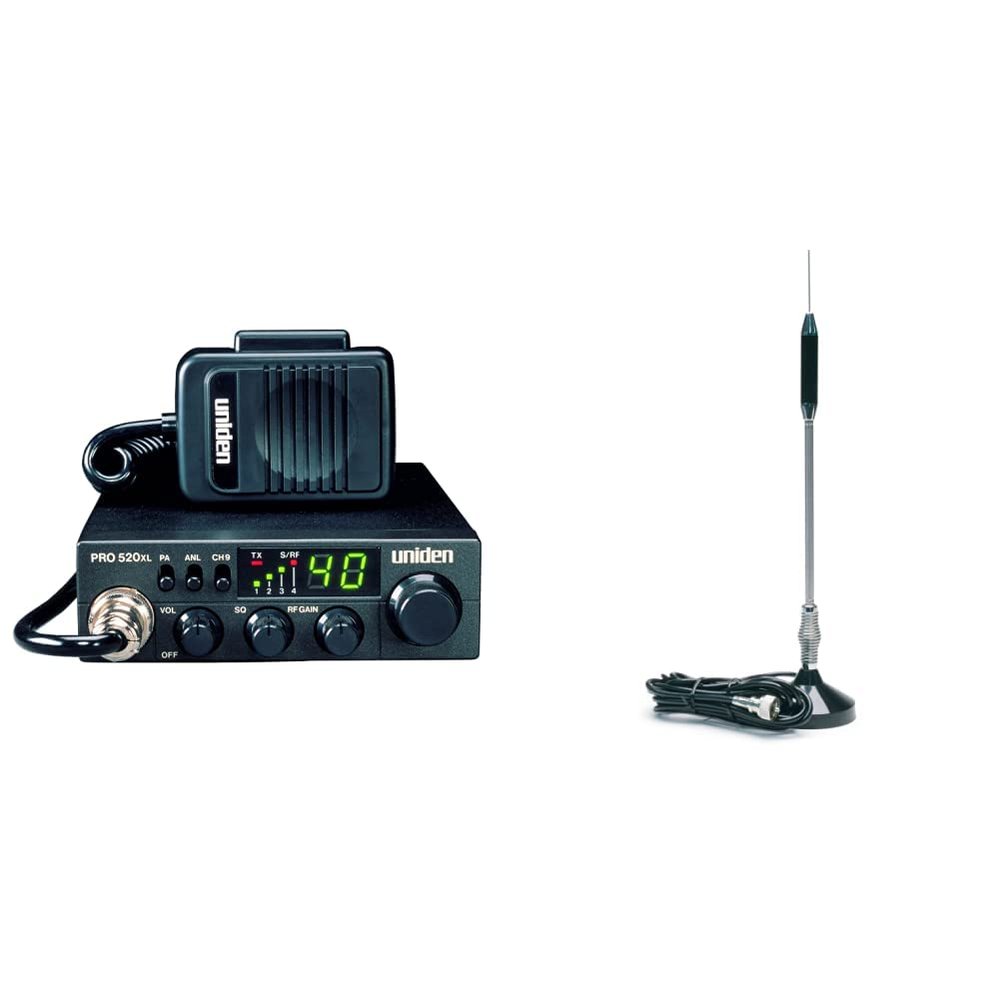 Uniden PRO520XL Pro Series 40-Channel CB Radio + RoadPro 24" Magnet Mount Stainless Steel CB Antenna Kit