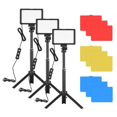 Andoer USB Video Conference Light Kit with LED Video Lights 5600K Dimmable Desktop Tripods 180 Degrees Rotatable Mounting Adapter Color Filters for Live Streaming Video Recording Online Meeting