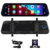 2.5K Rear View Mirror Dash Cam Backup Camera,in-Mirror Smart 9.66 Inch IPS Touch Screen Front&Rear Mirror Camera,Car Players Wireless CarPlay&Android Auto for Cars Trucks,Parking Monitoring,64GB Card view 1