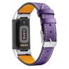 FONREST Compatible with Fitbit-Charge-5 Stitched Genuine Leather Bands w/Tang Buckle, Unisex Adjustable Classic Wristband Strap Replacement for Women Man(Purple) view 1