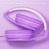 NIVAVA Wired Headphones with Microphone, K16 On-Ear Headphones for Kids with 3.5MM Jack, Foldable Stereo Bass Headphones for Teens School Amazon Kindle, Fire, Chromebook, Tablet(Purple Pink) view 3