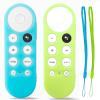 2 Pack Glow Remote Cover for Chromecast with Google TV 4K HD 2020 2022 Voice Remote Control, Silicone Case with Lanyard Glow in The Dark - Blue Green view 1