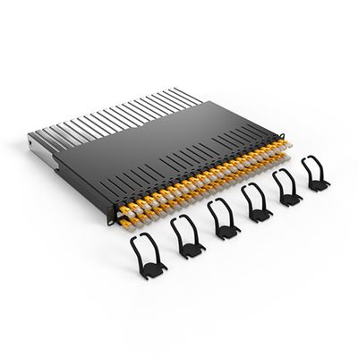PATCHBOX 365 Cat.6a - 24-Port Patch Panel with Retractable Cable Management System for 19 Racks, Includes Flat 10GB Network Cables for Easy Network and Server Rack Setup (STP, Yellow, 0.8m / 8RU)