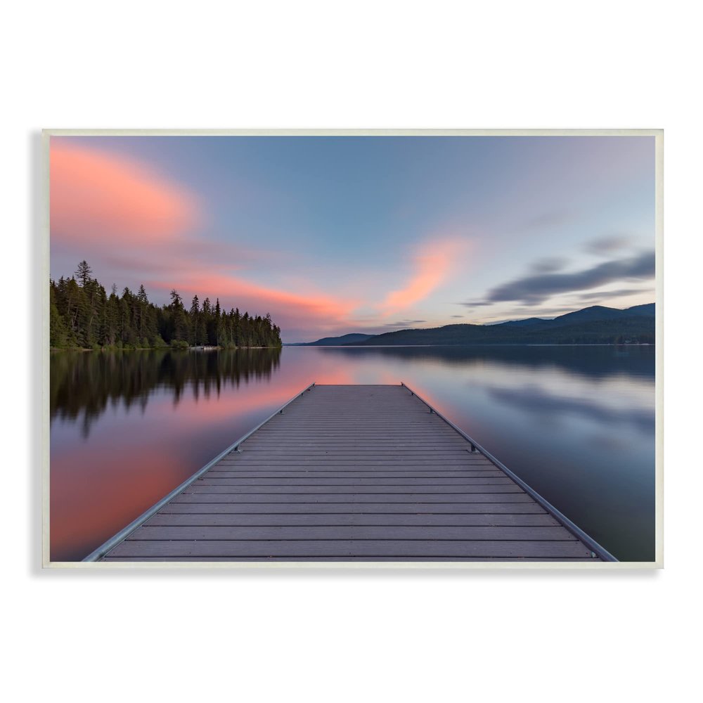 Stupell Industries Serene Lake Dock Quiet Pink Sunrise Reflection, Design by Jeff Poe Photography