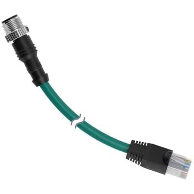 BNE STP-M12D-430, Cordset, Str M12 M 4pos to Str RJ45 M 8p4c, 4wire 9.14m, Teal PVC Jacket, 806416